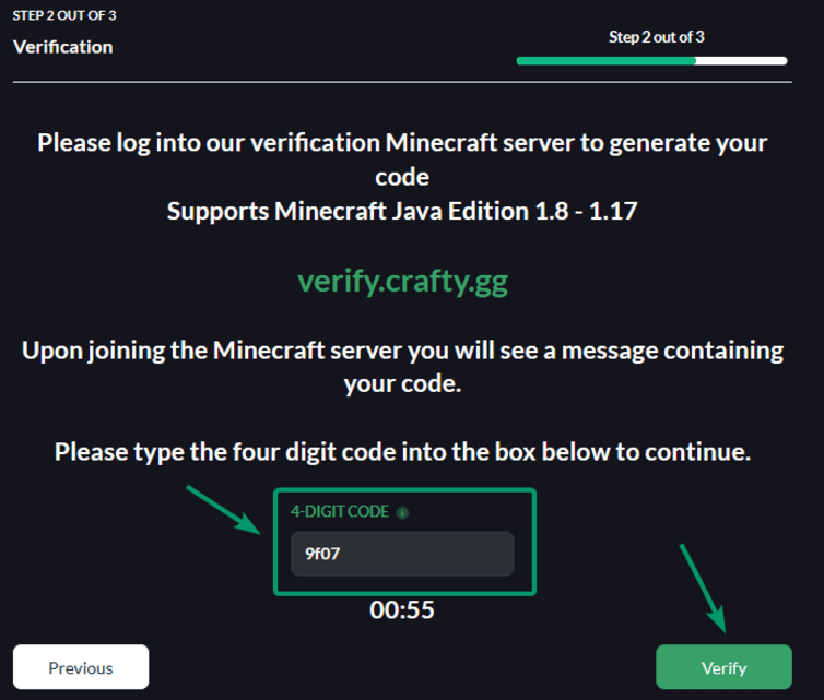How to connect your Minecraft Java Edition account to crafty.gg — Crafty
